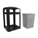 Rubbermaid FG397000 BLA 35 gal Landmark Series Container - 26x26x40" Dome Top Frame, Black thumbnail 4