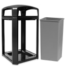 Rubbermaid FG397500 BLA 50 gal Landmark Series Container - 26x26x46 1/2" Dome Top Frame, Black thumbnail 4