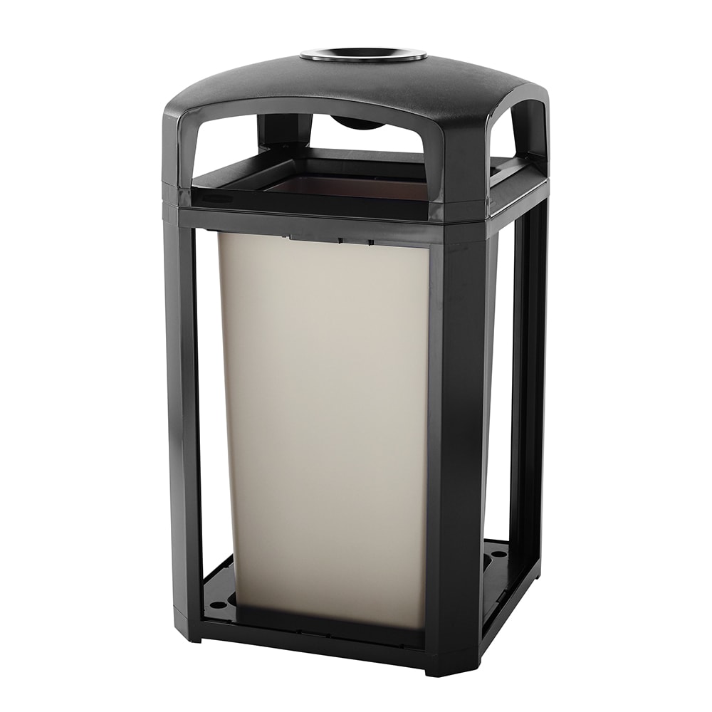 Rubbermaid FG397501 BLA 50 gal Landmark Series Container - 26x26x46 1/2" Dome Top Frame, Ashtray, Black