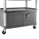 Rubbermaid FG409400 GRAY 3 Level Polymer Utility Cart w/ 300 lb Capacity, Raised Ledges thumbnail 6