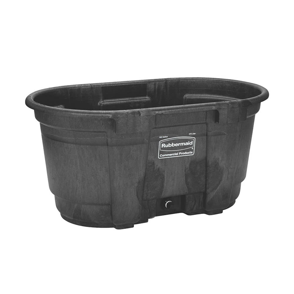 Rubbermaid FG424288 BLA 100 gal Stock Tank - Oval, Structural Foam