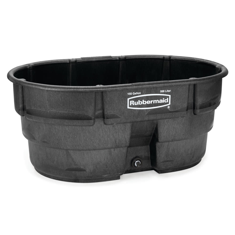 Rubbermaid FG424500 BLA 150 gal Stock Tank - Oval, Structural Foam
