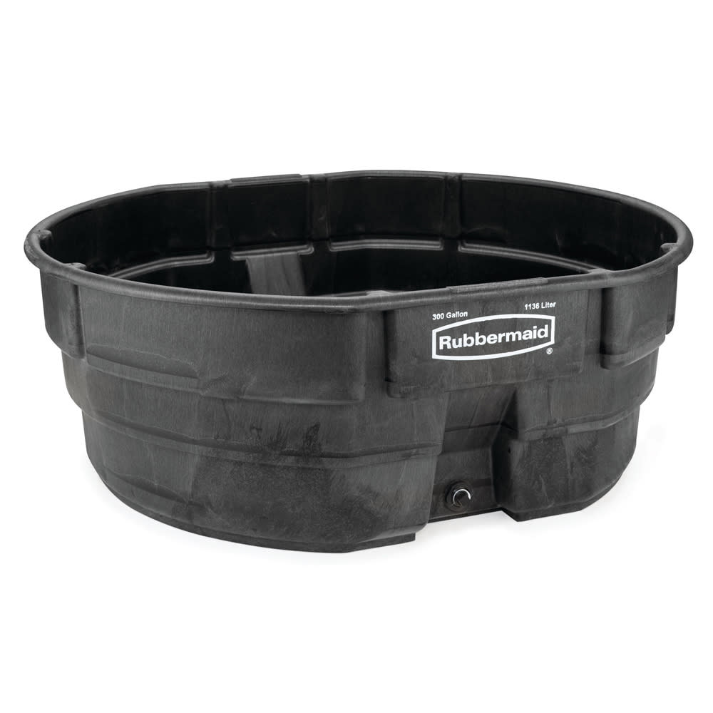 Rubbermaid FG424700 BLA 300 gal Stock Tank - Oval, Structural Foam