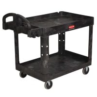 Rubbermaid FG452010 BLA 2 Level Polymer Utility Cart w/ 500 lb Capacity, Raised Ledges thumbnail 3