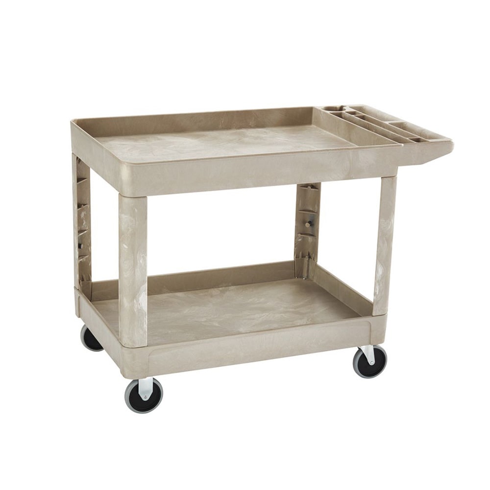 Rubbermaid FG452089BEIG 2-Level Polymer Utility Cart w/ 500-lb Capacity, Raised Ledges