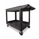 Rubbermaid FG452089BLA Polymer Utility Cart - 2 Levels, Raised Ledges, Structural Foam, Black thumbnail 2