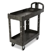 Rubbermaid FG452500 BLA 2 Level Polymer Utility Cart w/ 500 lb Capacity, Flat Ledges thumbnail 8