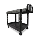 Rubbermaid FG454600 BLA 2 Level Polymer Utility Cart - 55"L x 26"W x 33-1/4"H, Black thumbnail 2