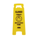 Rubbermaid FG611278 YEL Multi-Lingual Floor Closed Sign - 2 Sided, Yellow thumbnail 2