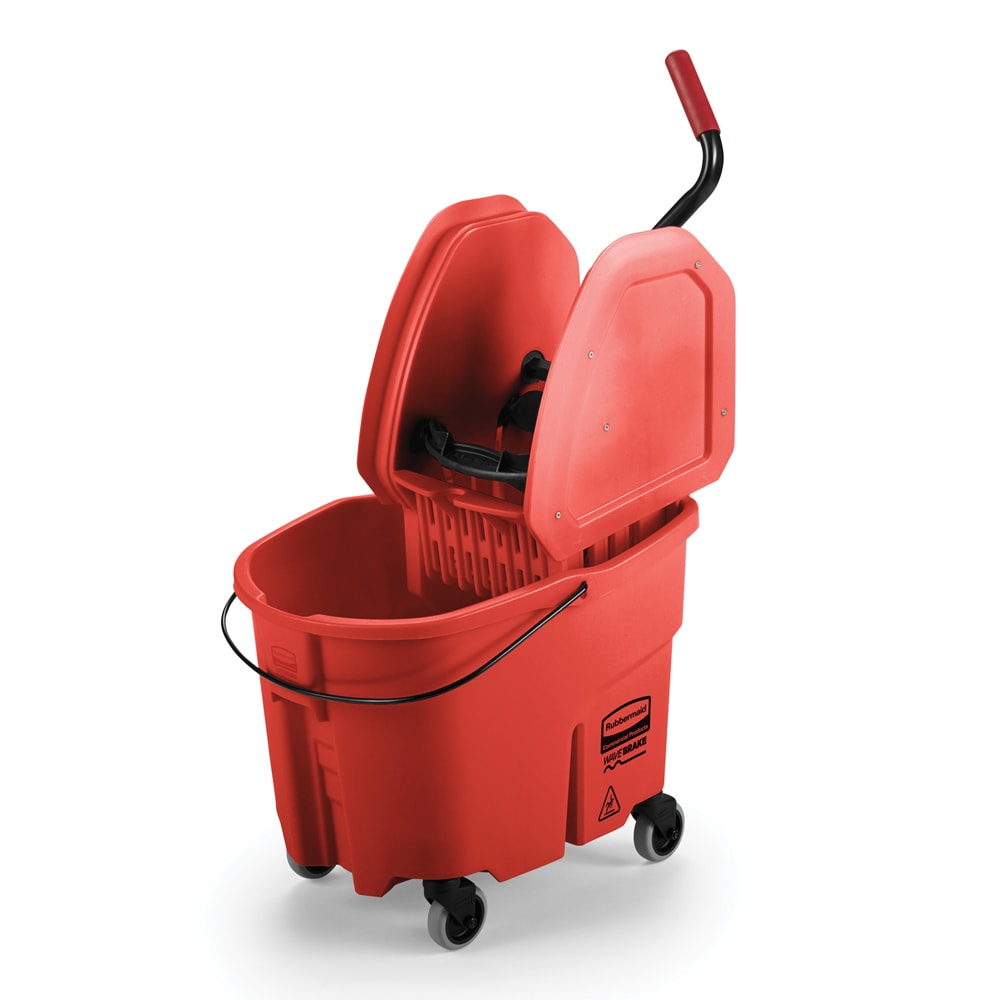 Rubbermaid FG757888 RED 35 qt WaveBrake Mop Bucket Combo - Down Press Wringer, Plastic, Red