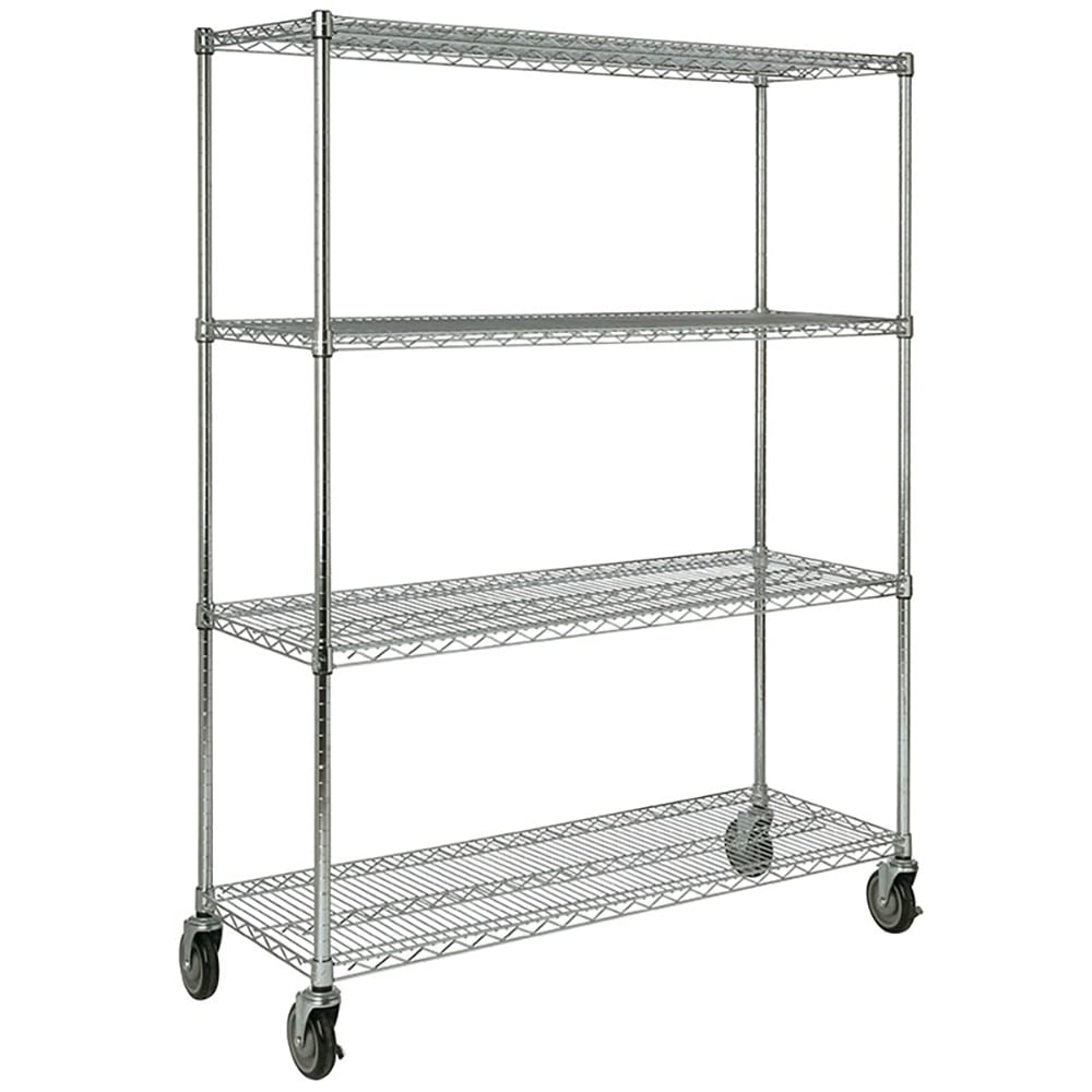 Rubbermaid FG9G8000CHRM 50" NSF 4-Tier Chrome Wire Shelf Kit - Mobile, 18"W, 67"H