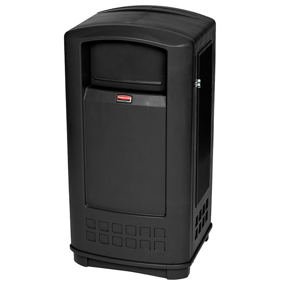 Rubbermaid FG9P9000 BLA 35 gal Outdoor Decorative Trash Can - Plastic, Black