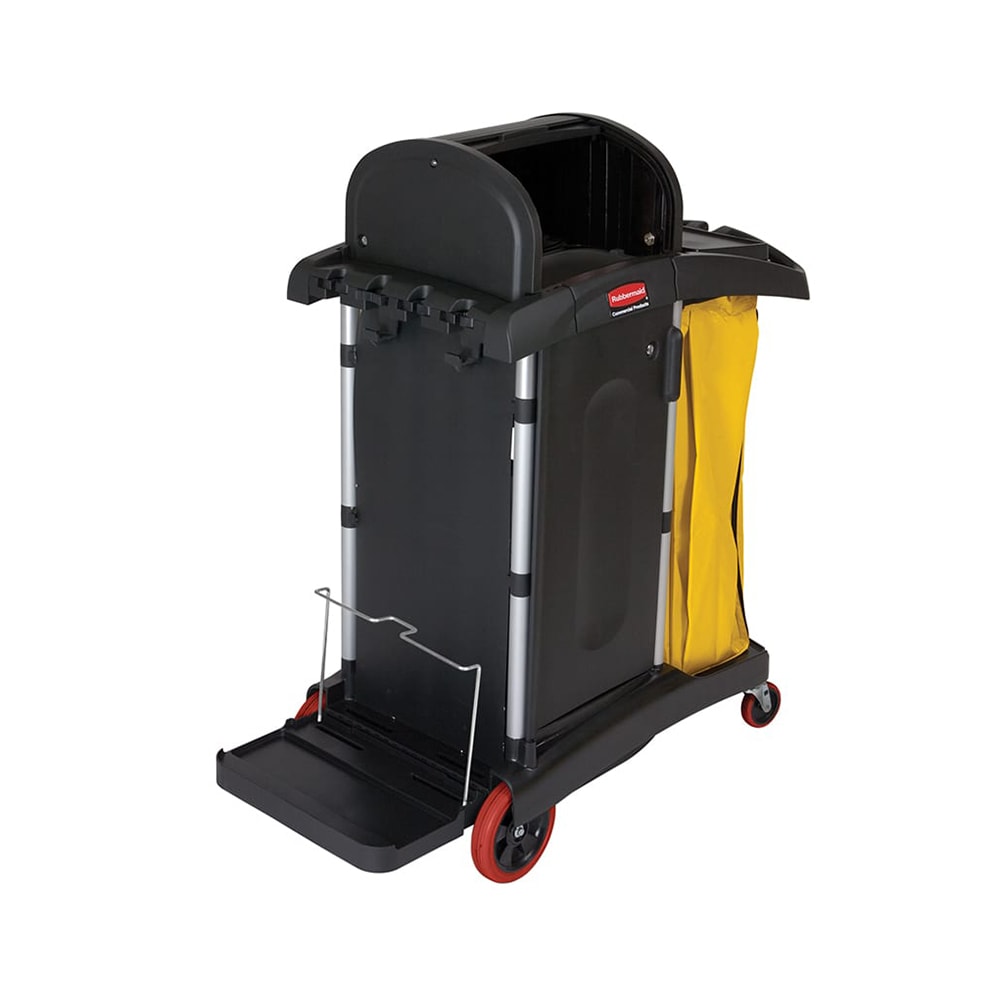 Rubbermaid FG9T7500 BLA Janitor Cart w/ Dome Top, Black/Yellow