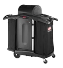 Rubbermaid FG9T7800 BLA Compact Housekeeping Cart w/ Locking Doors, 51 3/4"L x 22"W x 53 1/2"H, Black thumbnail 3