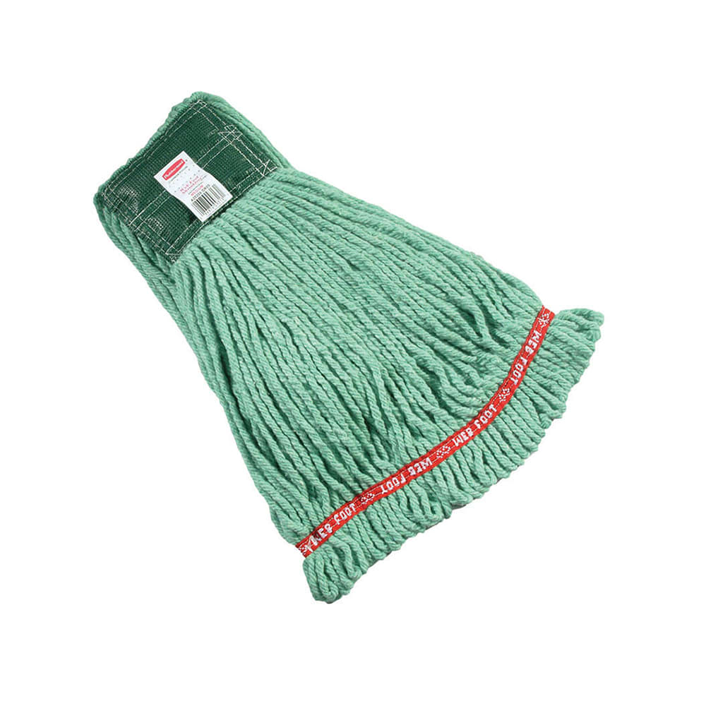 Rubbermaid FGA21206GR00 Medium Wet Mop Head - 1" Headband, 4 Ply Cotton/Synthetic Blend, Green