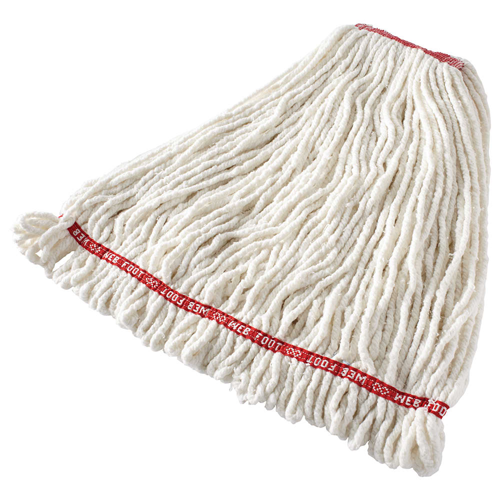 Rubbermaid FGA21306WH00 Large Wet Mop Head - 1" Headband, 4 Ply Cotton/Synthetic Blend, White