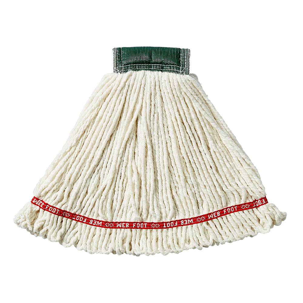 Rubbermaid FGA25206WH00 Medium Wet Mop Head - 5" Headband, 4 Ply Cotton/Synthetic Blend, White