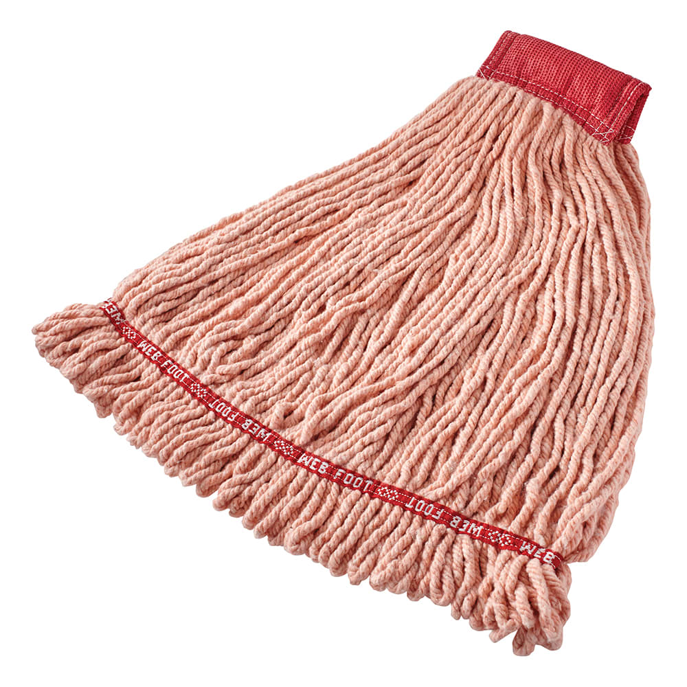 Rubbermaid FGA25306OR00 Large Wet Mop Head - 5" Headband, 4 Ply Cotton/Synthetic Blend, Orange