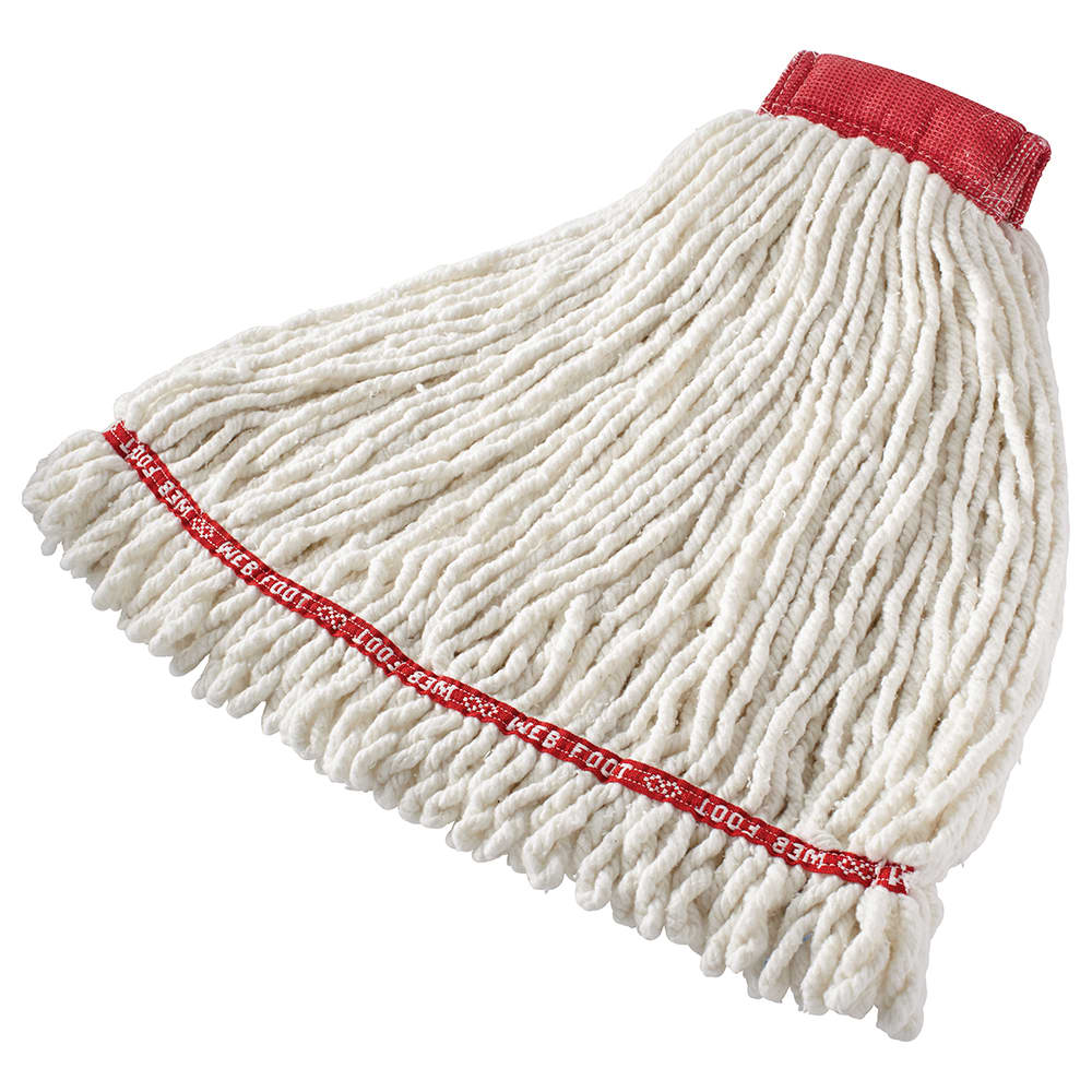 Rubbermaid FGA25306WH00 Large Wet Mop Head - 5" Headband, 4 Ply Cotton/Synthetic Blend, White