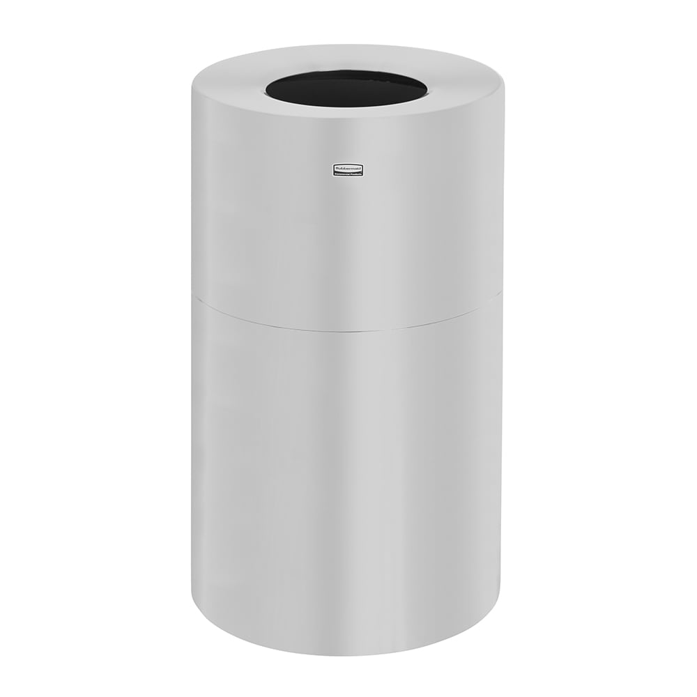 Rubbermaid FGAOT35SA 35 gal Indoor Decorative Trash Can - Metal, Satin Aluminum