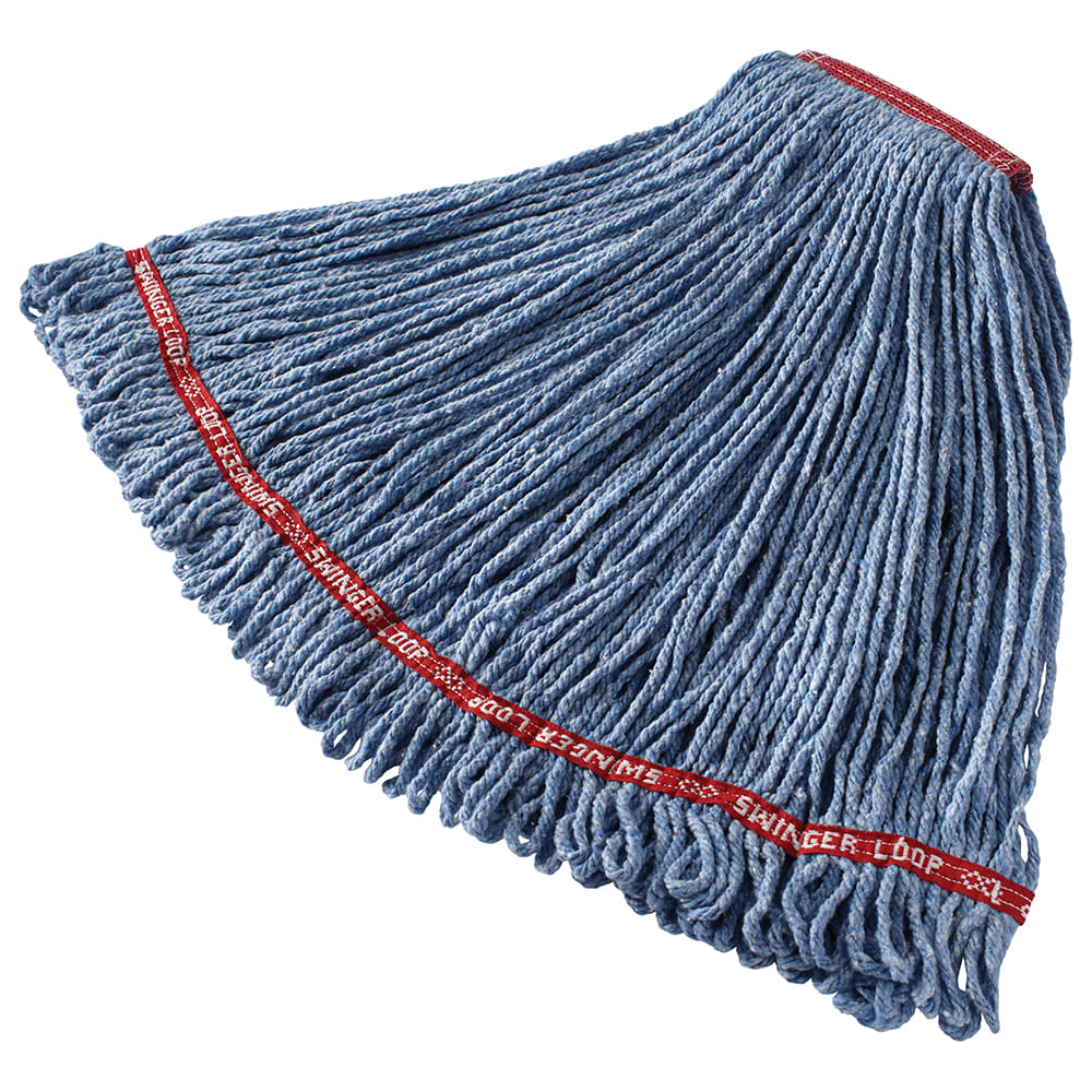 Rubbermaid FGC11306BL00 Looped-End Large Wet Mop Head - 1" Headband, 4 Ply Cotton/Synthetic Blend, Blue