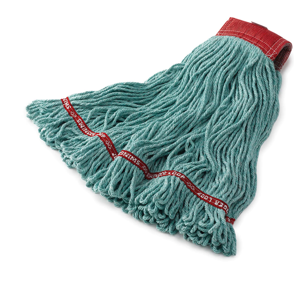 Rubbermaid FGC15306GR00 Looped-End Large Wet Mop Head - 5" Headband, 4 Ply Cotton/Synthetic Blend, Green