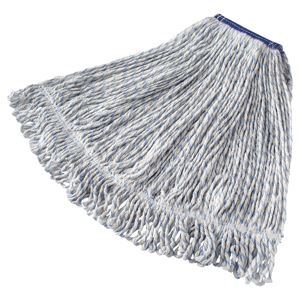 Rubbermaid FGD51306WH00 Large Finish Mop Head - 1" Headband, 4 Ply Yarn, White/Blue Stripe