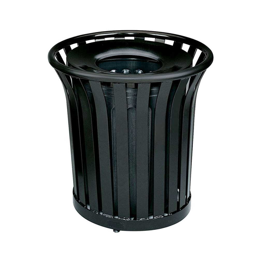 Rubbermaid FGMT32PLBK 36 gal Outdoor Decorative Trash Can - Metal, Black