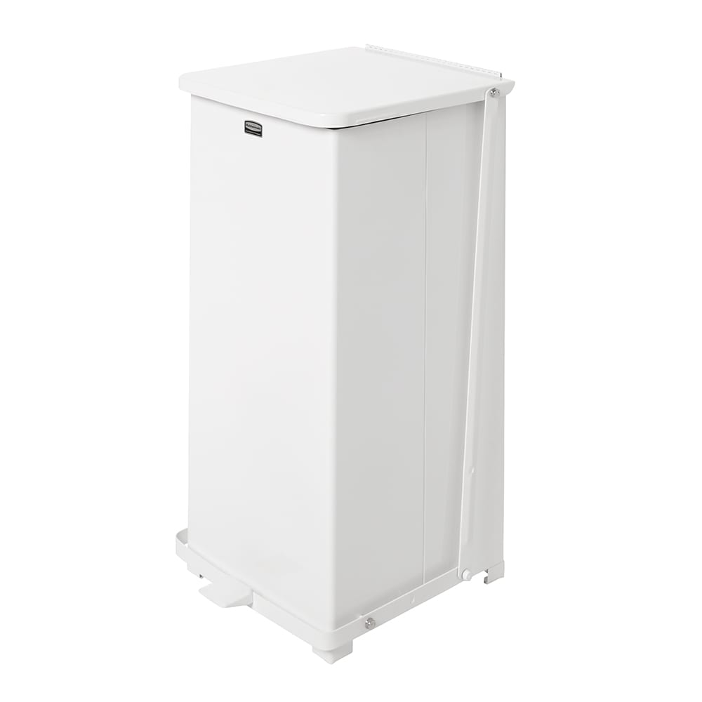 Rubbermaid FGST24EPLWH 13 gal Square Plastic Step Trash Can, 15"L x 15"W x 30"H, White