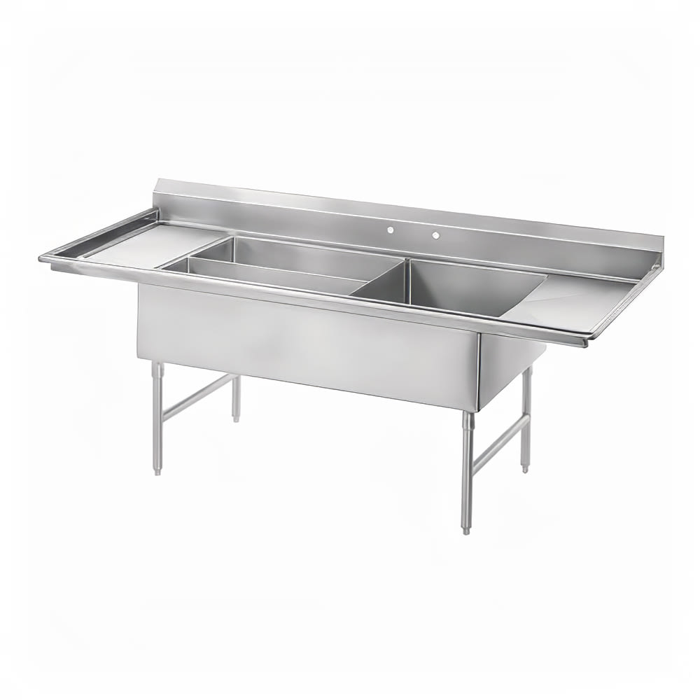 Advance Tabco 18-K5-56 91" 3 Compartment Sink w/ 24"L x 30"W Bowl, 12" Deep