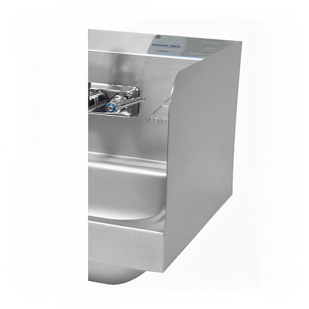 Advance Tabco 7-PS-11 12" Tall Welded Side Splash for Hand Sinks - 10" x 14" Bowls, Splash Mount