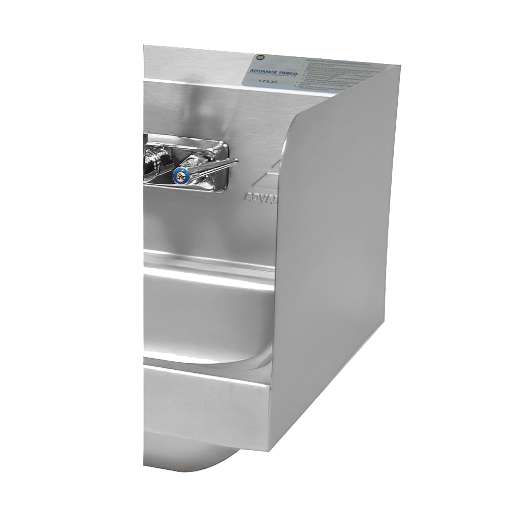 Advance Tabco 7-PS-15 12" Tall Side Splash for Hand Sinks - 10" x 14" Bowls, 2 Sides, Splash Mount