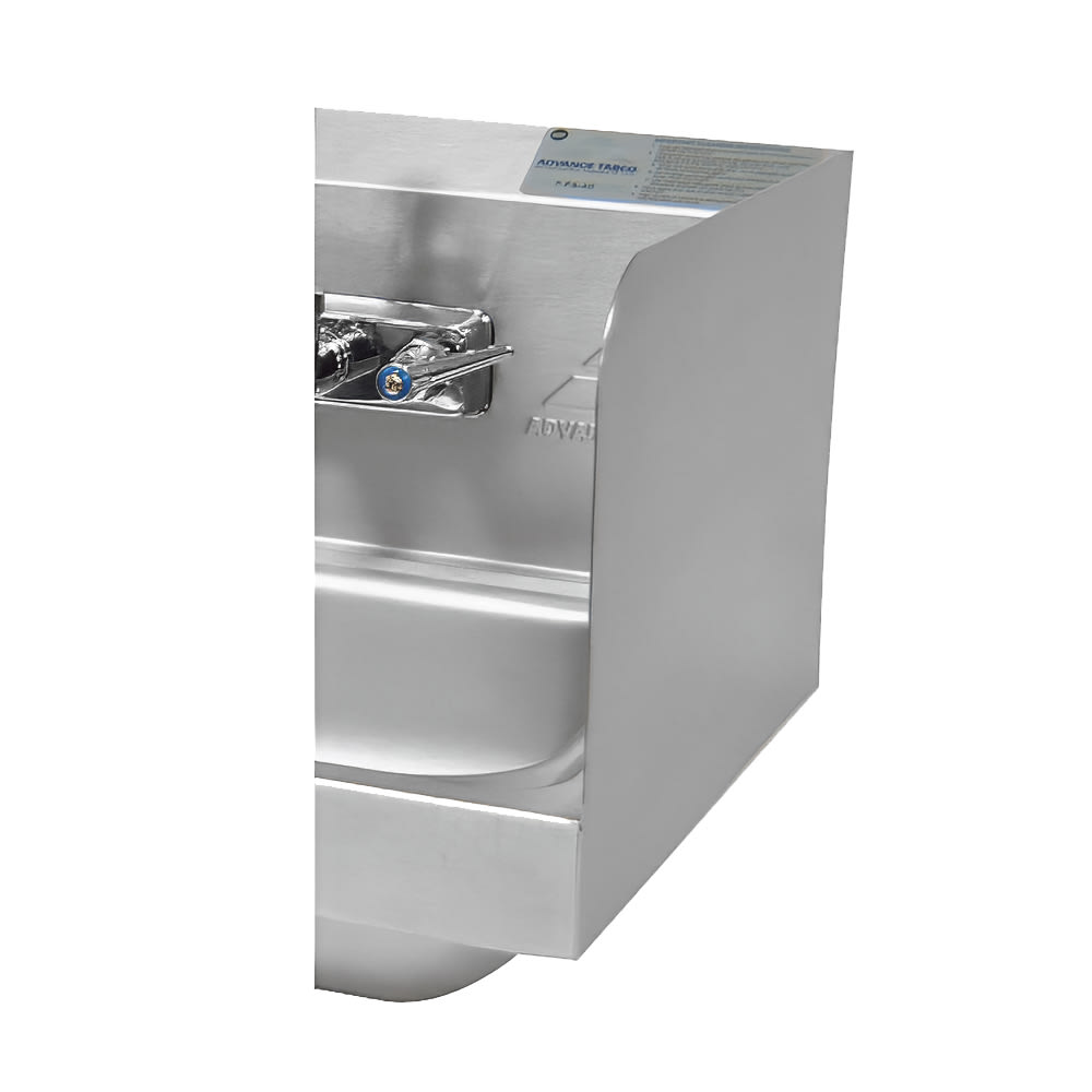 Advance Tabco 7-PS-15B 12" Tall Side Splash for Hand Sinks - 10" x 14" Bowls, 2 Sides, Deck Mount