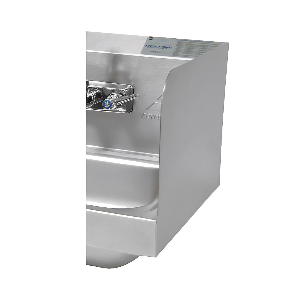 Advance Tabco 7-PS-16 7 3/4" Tall Welded Side Splash for Hand Sinks - 10" x 14" Bowl, Splash Mount