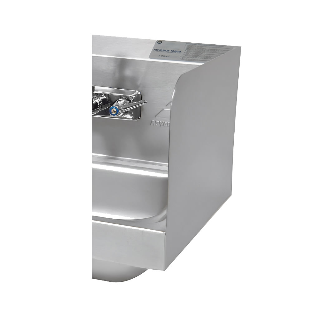 Advance Tabco 7-PS-16A 7 3/4" Tall Welded Side Splash for Hand Sinks - 9" x 9" Bowl, Splash Mount