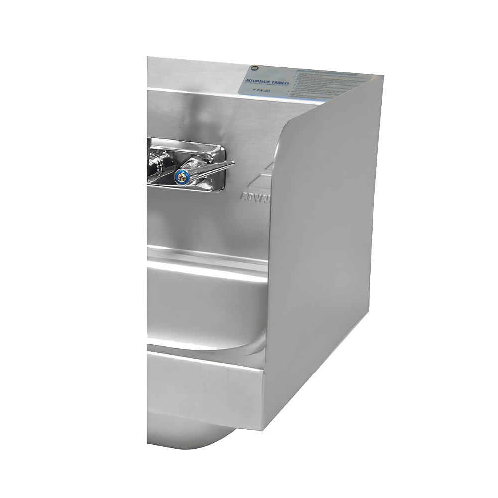 Advance Tabco 7-PS-16B 7 3/4" Tall Welded Side Splash for Hand Sinks - 10" x 14" Bowl, Deck Mount