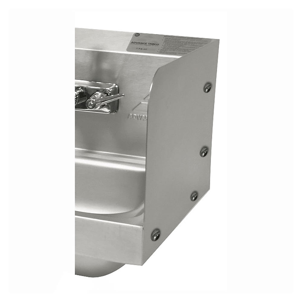 Advance Tabco 7-PS-27A 7 3/4" Tall Bolted Side Splash for Hand Sinks - 9" x 9" Bowls, Splash Mount