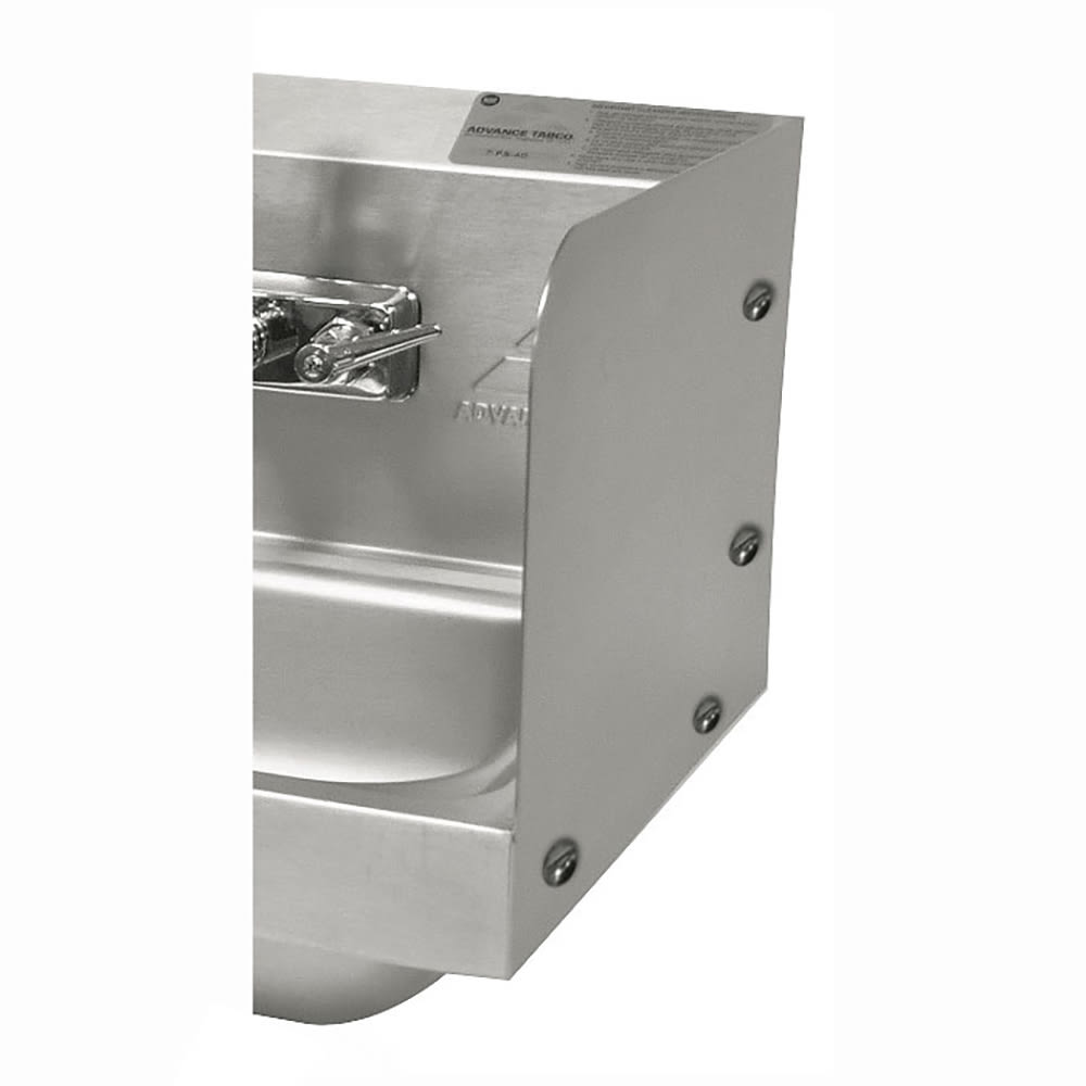 Advance Tabco 7-PS-27B 7 3/4" Tall Bolted Side Splash for Hand Sinks - 10" x 14" Bowls, Deck Mount