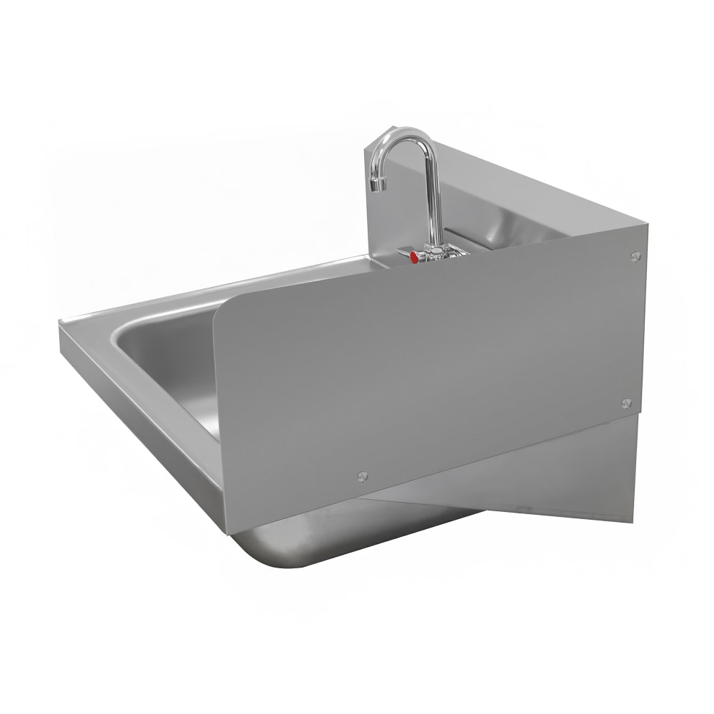 Advance Tabco 7-PS-27E 7 3/4" Tall Bolted Side Splash for Hand Sinks - 14" x 16" Bowls