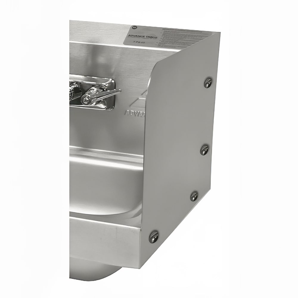 Advance Tabco 7-PS-27 7 3/4" Tall Bolted Side Splash for Hand Sinks - 10" x 14" Bowls, Splash Mount