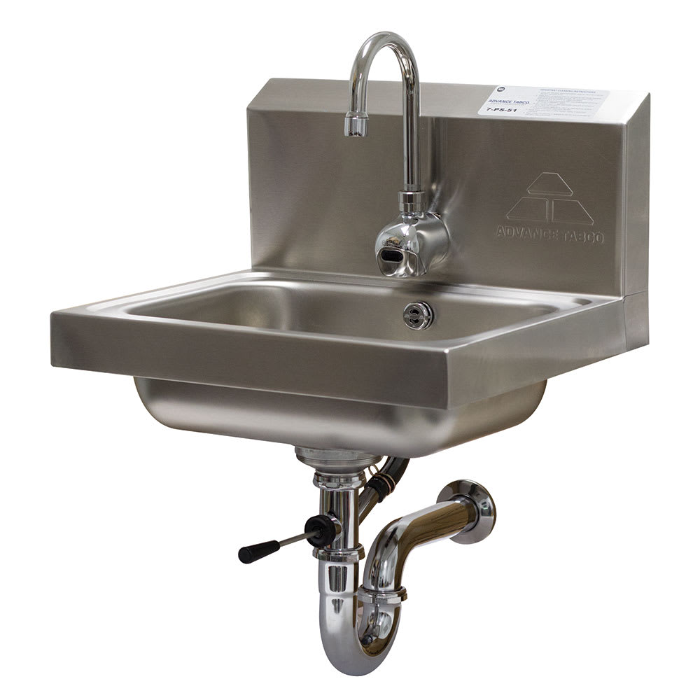 Advance Tabco 7-PS-51 Wall Mount Commercial Touchless Hand Sink w/ 14"L x 10"W x 5"D Bowl, Electronic Faucet