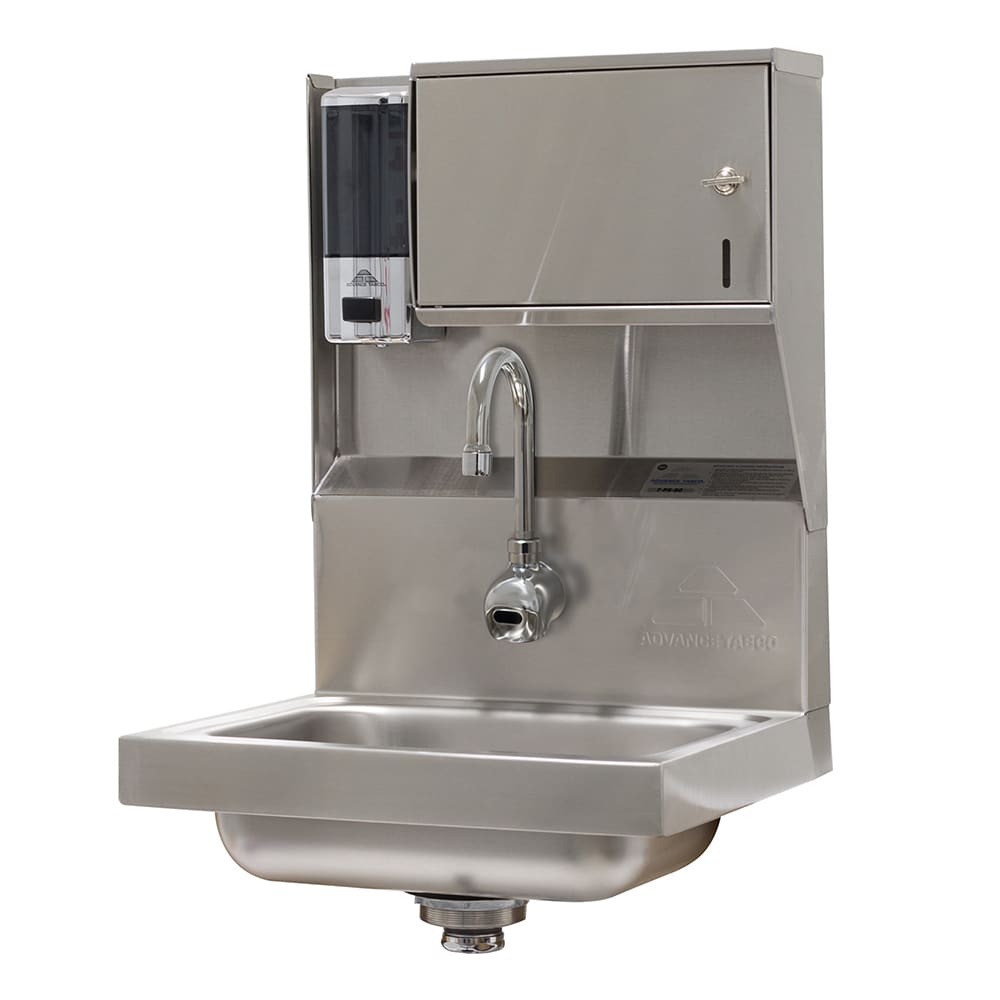 Advance Tabco 7-PS-52-1X Wall Mount Touchless Hand Sink w/ 14"L x 10"W x 5"D Bowl, Soap & Towel Dispenser