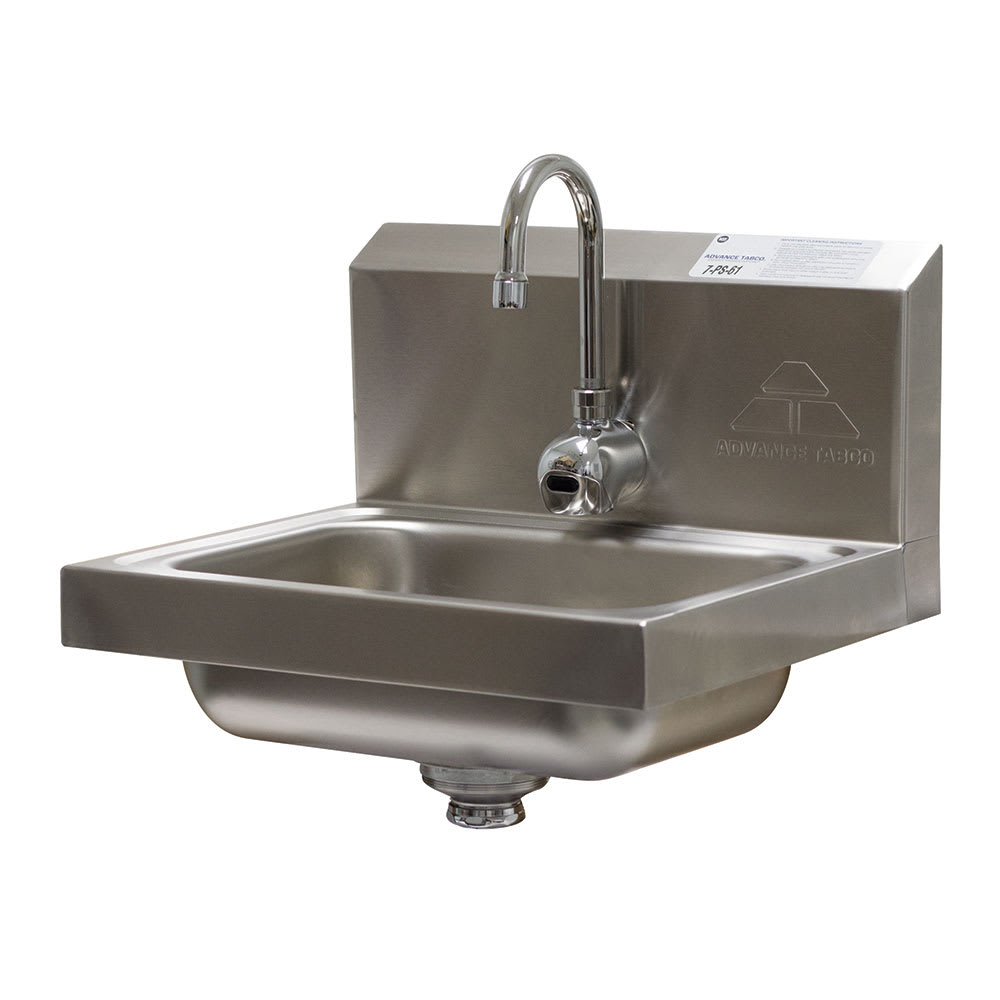 Advance Tabco 7-PS-61 Wall Mount Commercial Touchless Hand Sink w/ 14"L x 10"W x 5"D Bowl, Basket Drain