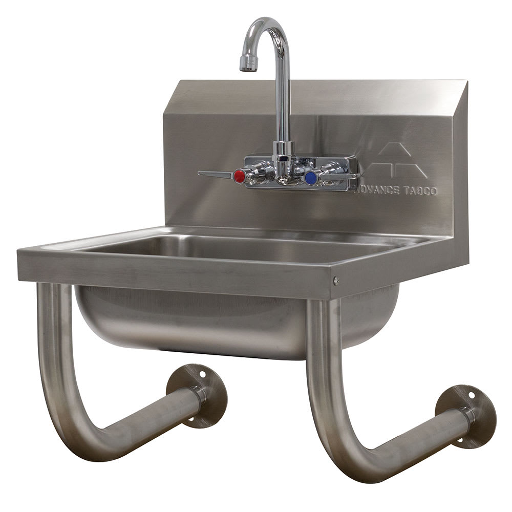 Advance Tabco 7-PS-64 Wall Mount Commercial Hand Sink w/ 14"L x 10"W x 5"D Bowl, Gooseneck Faucet