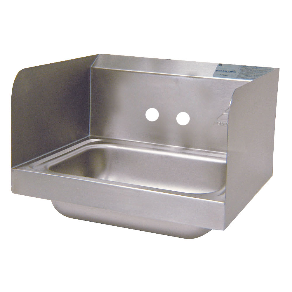 Advance Tabco 7-PS-66-NF Wall Mount Commercial Hand Sink w/ 14"L x 10"W x 5"D Bowl, Side Splashes