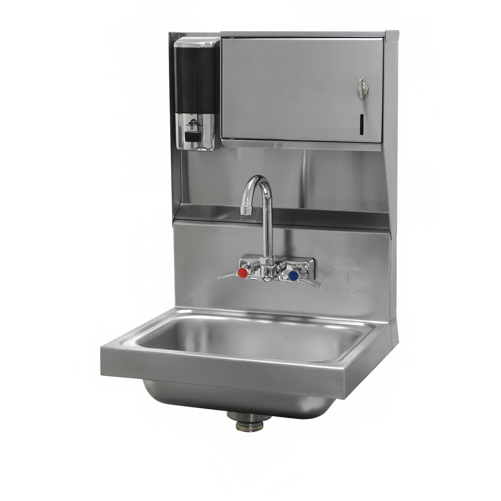 Advance Tabco 7-PS-79-1X Wall Mount Commercial Hand Sink w/ 14"L x 10"W x 5"D Bowl, Towel & Soap Dispenser