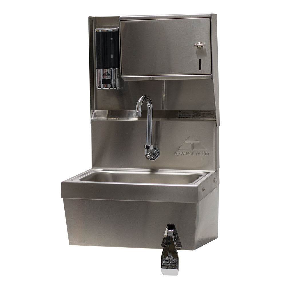 Advance Tabco 7-PS-82 Wall Mount Commercial Touchless Hand Sink w/ 14"L x 10"W x 5"D Bowl, Knee Valve