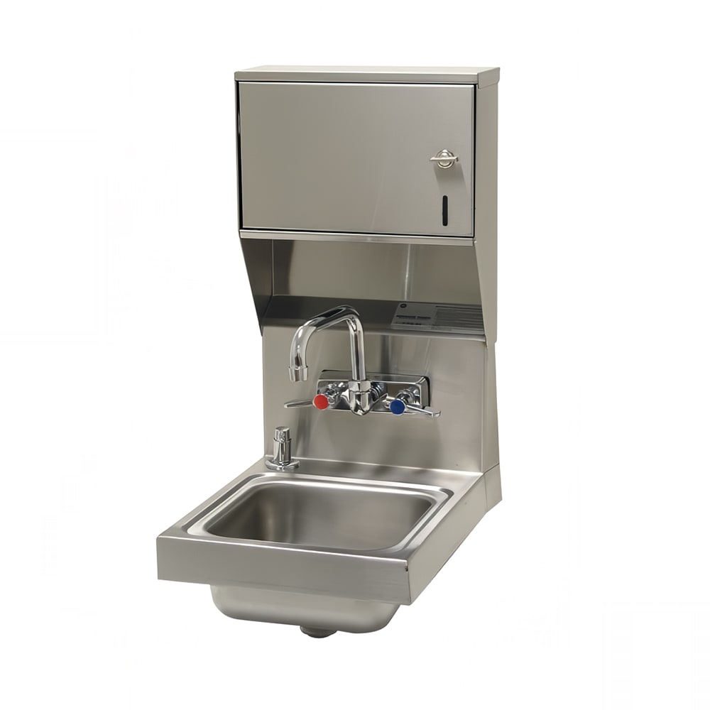 Advance Tabco 7-PS-84-1X Wall Mount Hand Sink w/ 9"L x 9"W x 5"D Bowl, Towel & Soap Dispenser