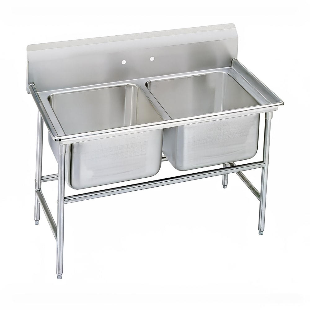 Advance Tabco 9-22-40 54" 2 Compartment Sink w/ 20"L x 20"W Bowl, 12" Deep