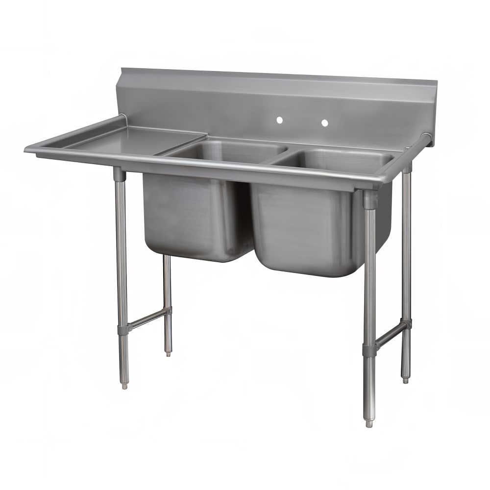 Advance Tabco 9-22-40-24L 73" 2 Compartment Sink w/ 20"L x 20"W Bowl, 12" Deep